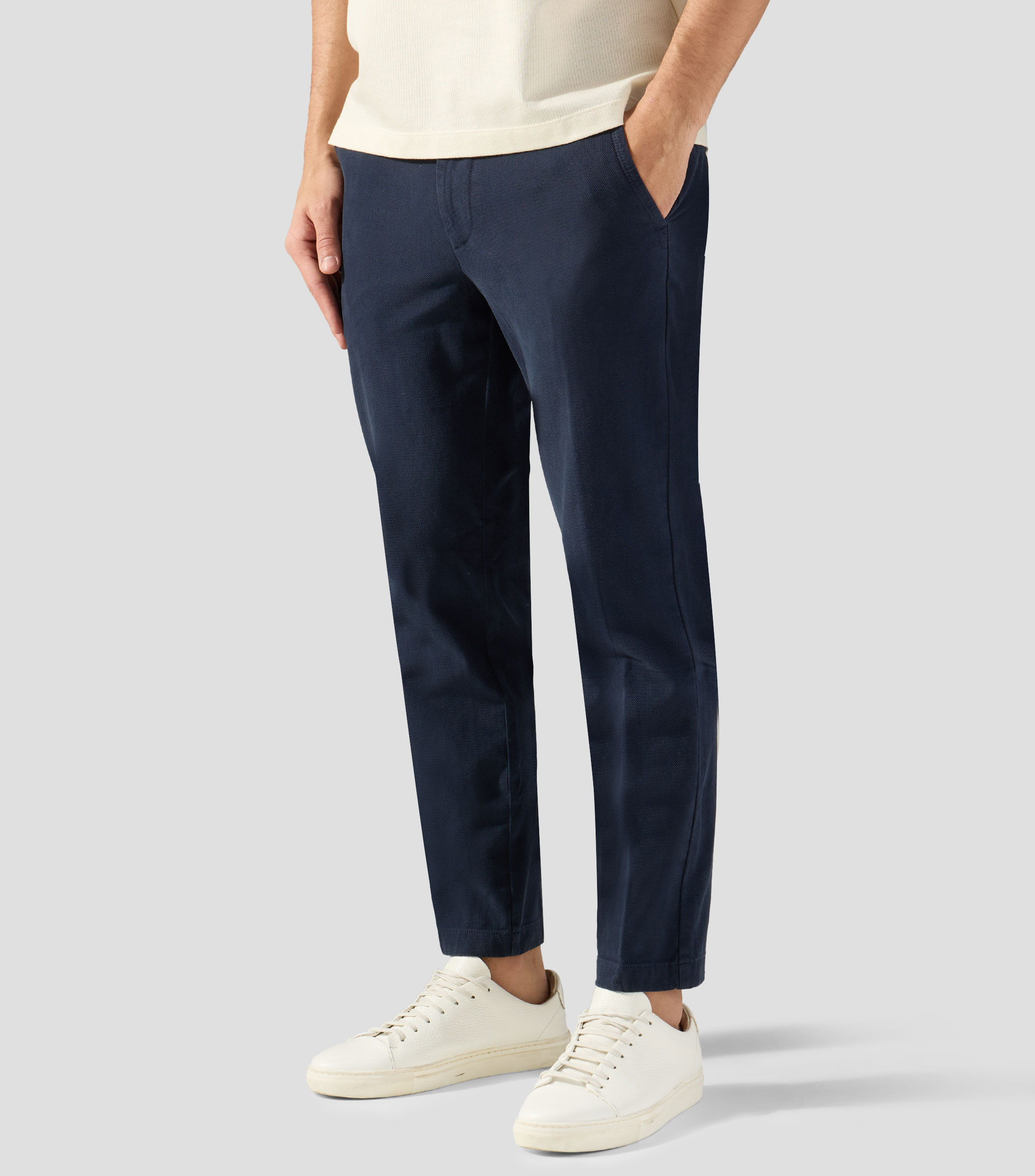Pantalón slim de algodón elástico estructurado Hombre